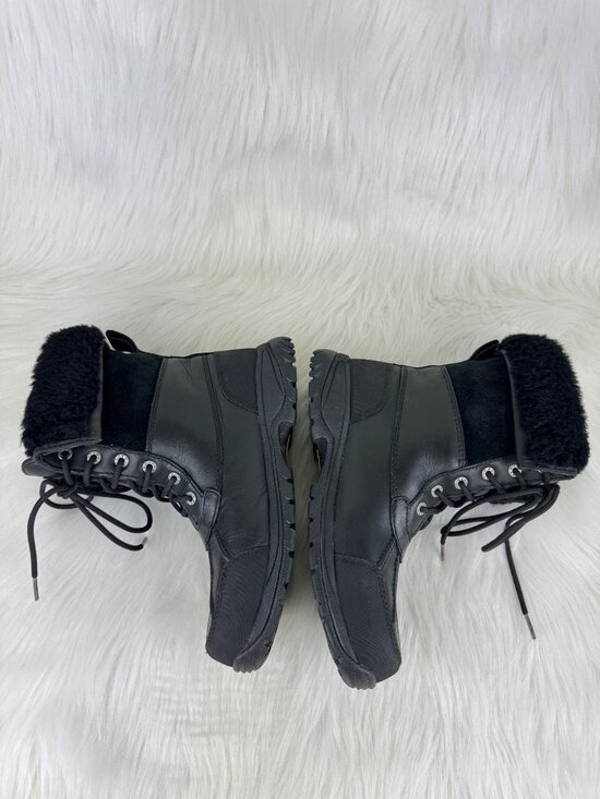 Men’s UGG Butte Waterproof Leather Lace Up Boots Shearling Vibram Sz 7.5 Black